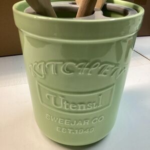 Sweejar utensil holder lid trivet green farmhouse Vase